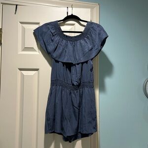 Dark blue strapless/off the shoulder romper